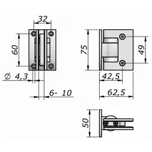 Lasioven sarana keskittävällä pidolla 0 - 90 , 6-10mm lasille