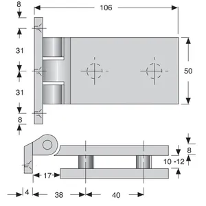 Lasioven yleissarana, lasi-seinä lasille 10-12mm, silver