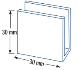 Kulmikas lasinkannatin 15*30*30mm lasille 6-8mm, musta RAL9005