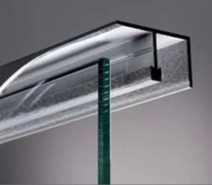 Ylä E-Ohjainkisko "Robust", luon.anod. 8-10mm lasille, Pit. 5000mm