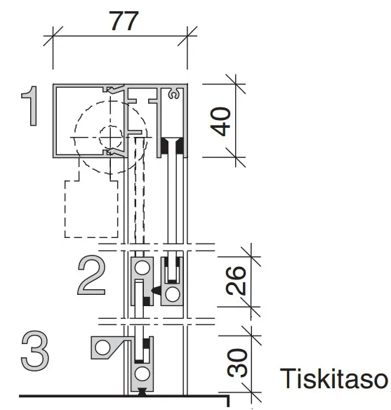 SAFE-nostoluukku sisäkäyttöön 6mm lam.lasi Mitta: