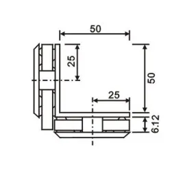 Liitoshela 90 50x50 6-12mm lasille, kiiltävä kromi
